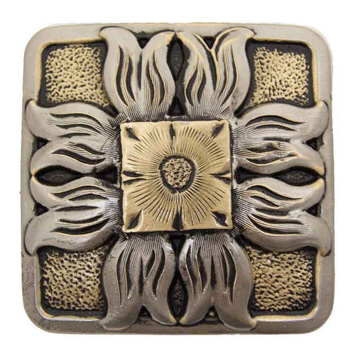 Square Gold And Silver Flower Concho Tack - Conchos & Hardware MISC