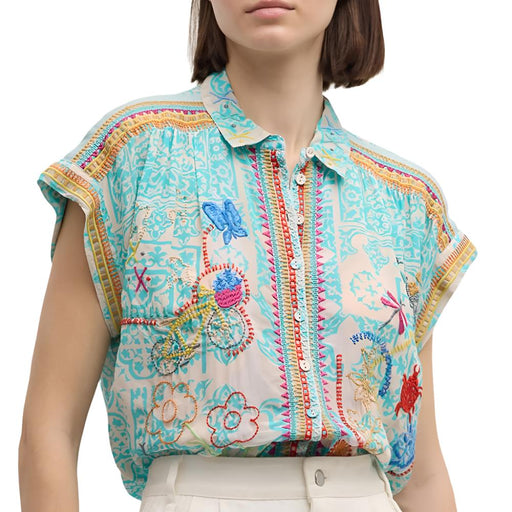 * Johnny Was Dionne Button Down Blouse - FINAL SALE WOMEN - Clothing - Tops - Short Sleeved Johnny Was Collection