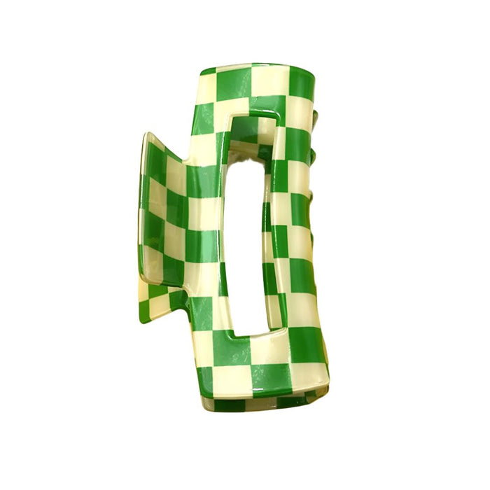 Jumbo Cellulose Checker Hair Clip - Green WOMEN - Accessories - Hair Accessories Wall To Wall