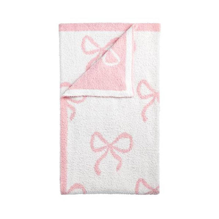 Mud Pie Pink Bows Chenille Blanket HOME & GIFTS - Home Decor - Blankets + Throws Mud Pie