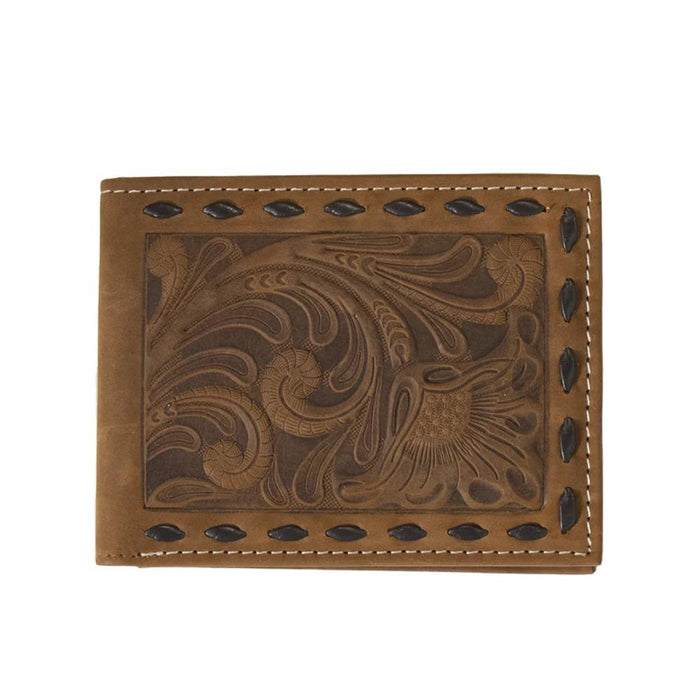 Nocona Floral Embossed Chocolate Buck Lace Bifold Wallet MEN - Accessories - Wallets & Money Clips M&F Western Products