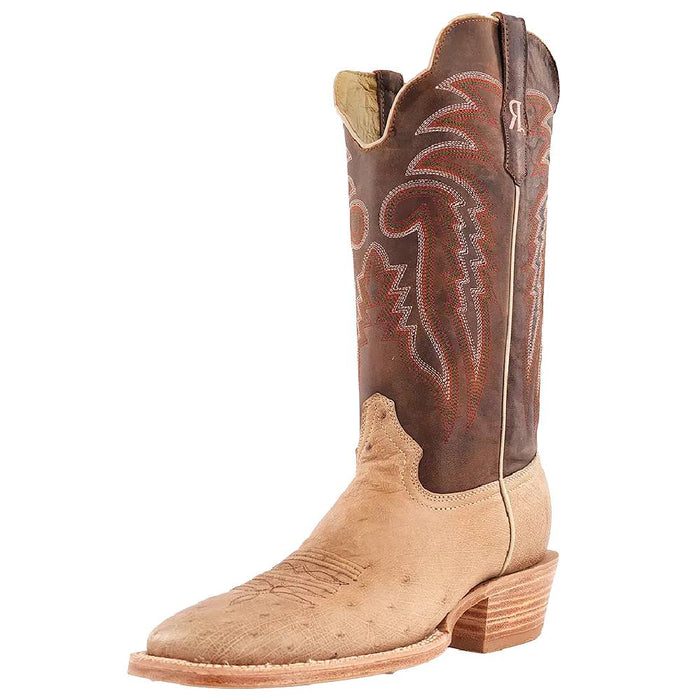 R. Watson Men's Sand Bruciato Smooth Ostrich Square Toe Boot MEN - Footwear - Exotic Western Boots R Watson