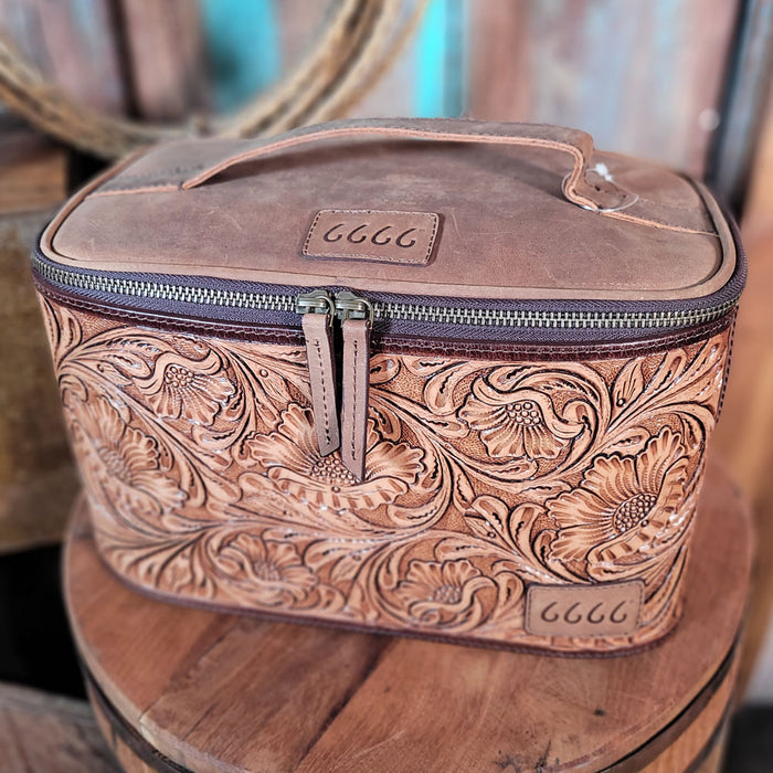 6666 Collection Tooled Leather Train Case ACCESSORIES - Luggage & Travel - Cosmetic Bags 6666 Collection