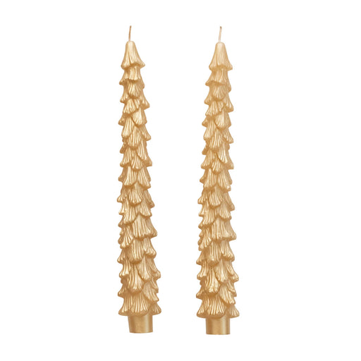 Set of 2 Unscented Tree Shaped Taper Candles - Gold HOME & GIFTS - Home Decor - Seasonal Decor Creative Co-Op