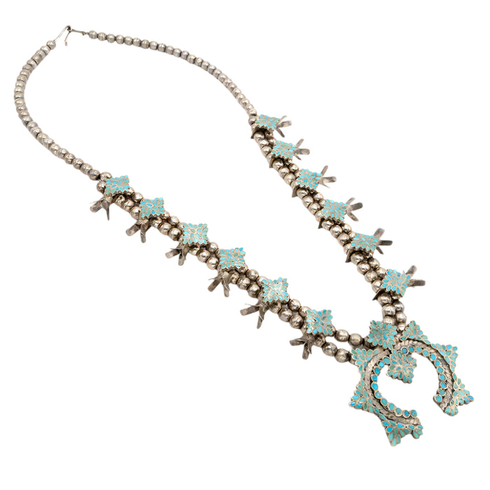 Vintage Dishta Turquoise Inlay Squash Blossom Necklace WOMEN - Accessories - Jewelry - Necklaces MISC