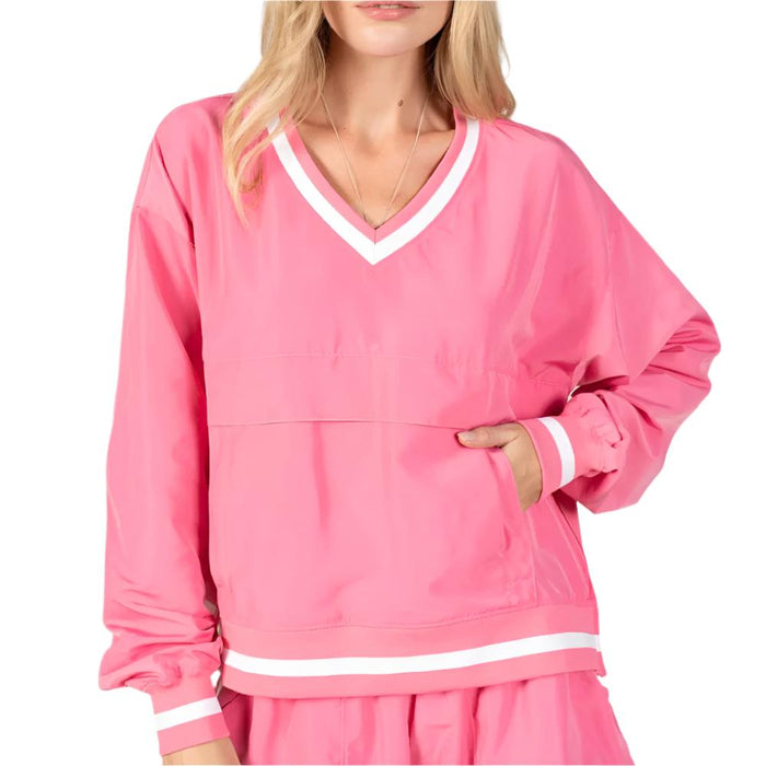 * V-Neck Windbreaker Top - FINAL SALE WOMEN - Clothing - Tops - Long Sleeved Lace Collective