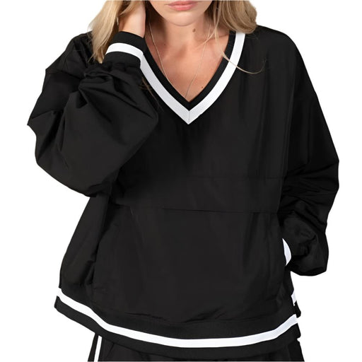 * V-Neck Windbreaker Top - FINAL SALE WOMEN - Clothing - Tops - Long Sleeved Lace Collective