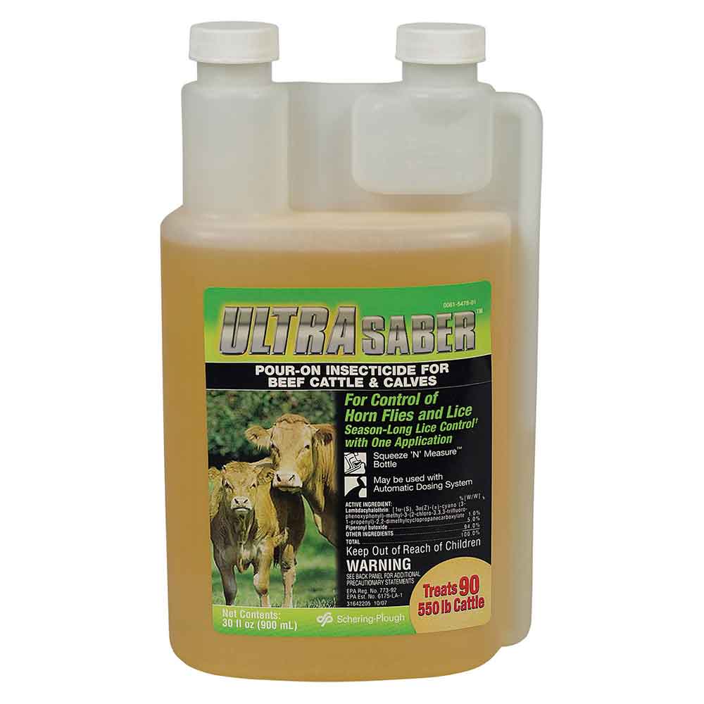 Ultra Saber Pour On Insecticide for Beef Cattle and Calves Livestock - Fly & Pest Control Ultra Boss   