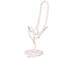 Mustang Flat Nose Braided Halter with Lead Tack - Halters & Leads Mustang White