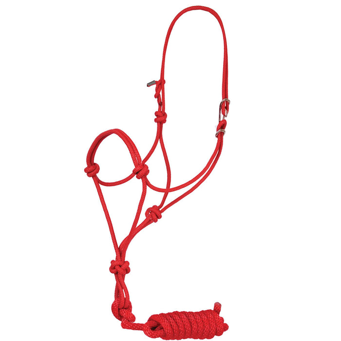 Easy-On Rope Halter with Lead Tack - Halters & Leads Mustang Red