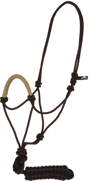 Solid Nose Rope Halter with Lead Tack - Halters & Leads Mustang Tan  