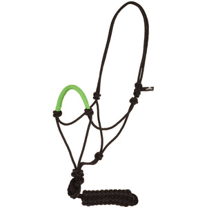 Solid Nose Rope Halter with Lead Tack - Halters & Leads Mustang Lime  