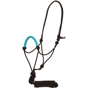Solid Nose Rope Halter with Lead Tack - Halters & Leads Mustang Turquoise  
