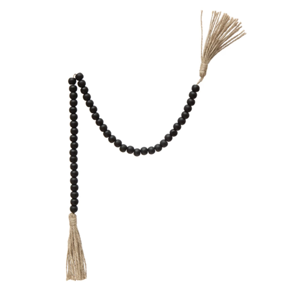 Creative Co-op 28'' Wood Bead Garland with Jute Tassels HOME & GIFTS - Home Decor - Decorative Accents Creative Co-Op   