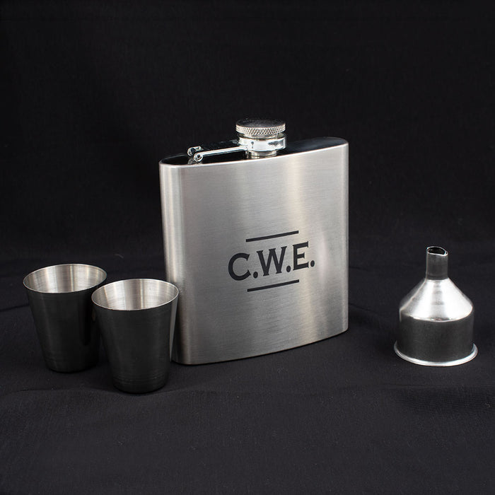 Engravable Flask Set w/Shot Glasses and Display Box Customs & Awards - MISC MISC