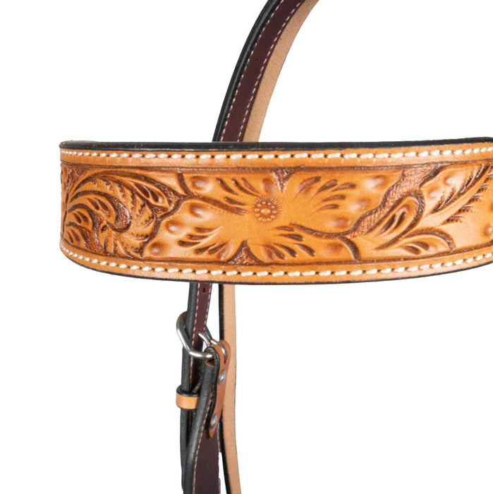 Teskey's Floral Argentinian Browband Headstall Tack - Headstalls Teskey's Natural