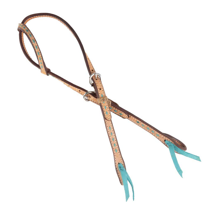 Teskey's Buckstitch Roughout One Ear Headstall Tack - Headstalls Teskey's Turquoise