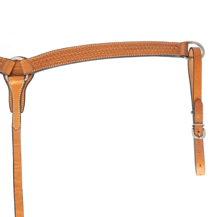 Teskey's 1-1/2" Leather Breast Collar with Basketweave & Shell Border Tack - Breast Collars Teskey's Light Oil