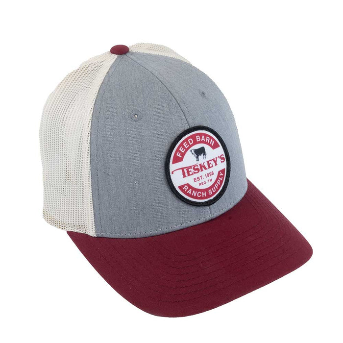 Teskey's Feed Barn Cap - Heather Grey/Birch/Cardinal TESKEY'S GEAR - Baseball Caps Teskey's