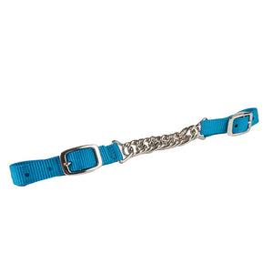 Nylon Curb Strap with English Twisted Chain Tack - English Tack & Equipment - English Tack Formay Turquoise  