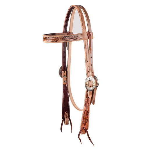 Teskey's Big Sky Collection Feather Browband Headstall Tack - Headstalls Teskey's Premium Buckle