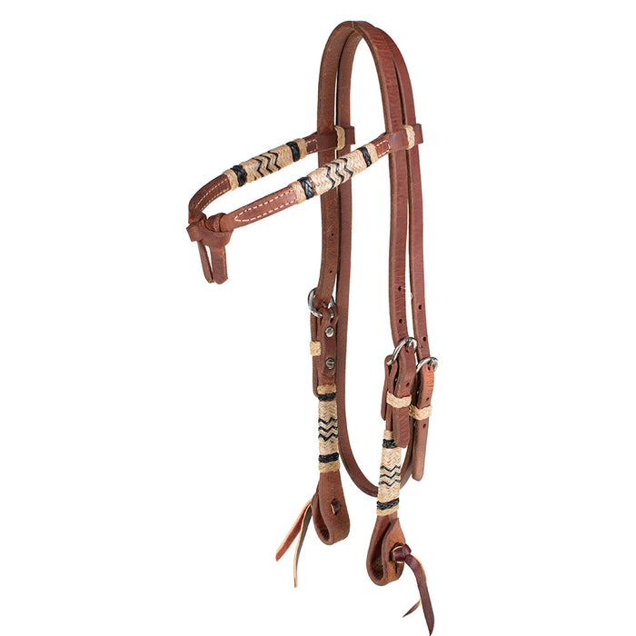 Teskey's Crossover Browband Headstall w/Rawhide Accents Tack - Headstalls Teskey's Heavy Oil