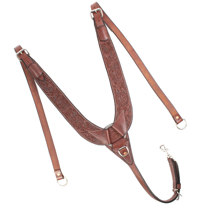 Teskey's Floral Tooled Pulling Collar Tack - Breast Collars Teskey's Heavy Oil