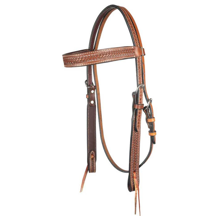 Teskey's 1" Argentinian Basketweave Browband Headstall Tack - Headstalls Teskey's Chestnut
