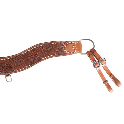 Teskey's 4" Flower Tooled Tripping Collar w/Buckstitch Tack - Breast Collars Teskey's