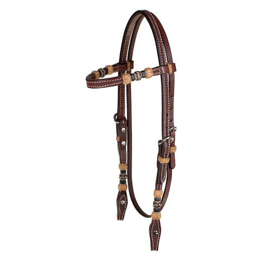 Teskey's Basket Stamped Browband Headstall w/Rawhide Tack - Headstalls Teskey's Heavy Oil