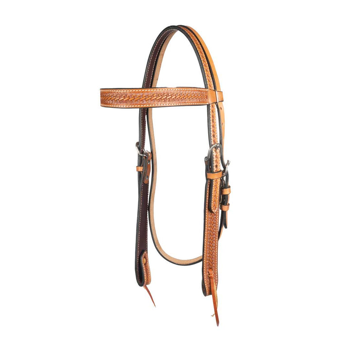 Teskey's 1" Argentinian Basketweave Browband Headstall Tack - Headstalls Teskey's Natural