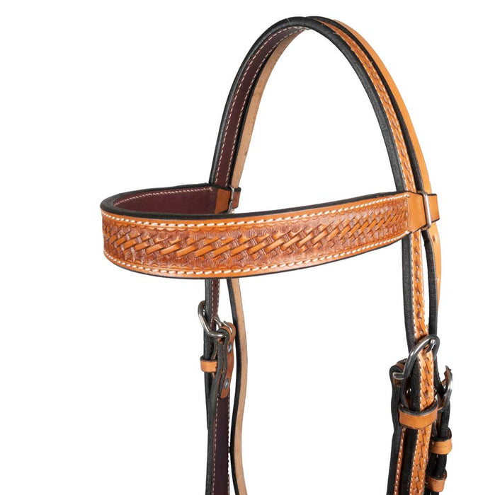 Teskey's 1" Argentinian Basketweave Browband Headstall Tack - Headstalls Teskey's