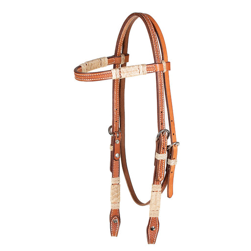 Teskey's Basket Stamped Browband Headstall w/Rawhide Accents Tack - Headstalls Teskey's Light Oil