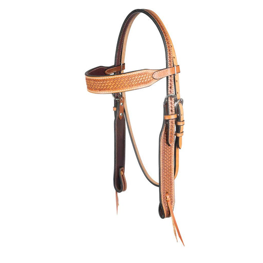 Teskey's 1-1/2" Argentinian Basketweave Browband Headstall Tack - Headstalls Teskey's