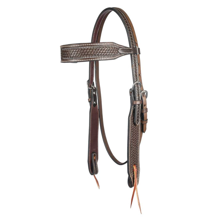Teskey's 1-1/2" Argentinian Basketweave Browband Headstall Tack - Headstalls Teskey's