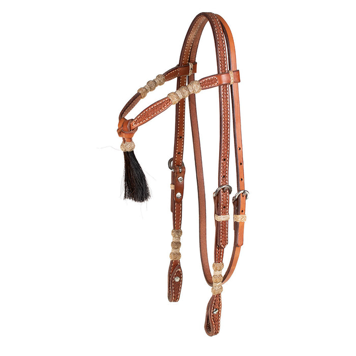 Teskey's Basket Stamped Crossover Headstall w/Rawhide Accents Tack - Headstalls Teskey's Light Oil