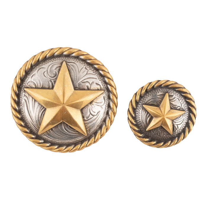 Antique Gold Star Concho Tack - Conchos & Hardware MISC 1" Chicago Screw