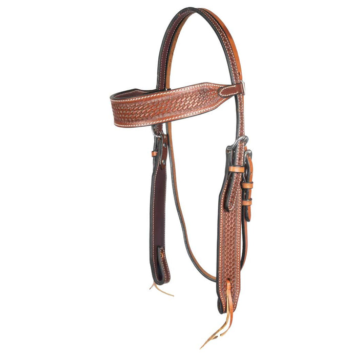 Teskey's 1-1/2" Argentinian Basketweave Browband Headstall Tack - Headstalls Teskey's