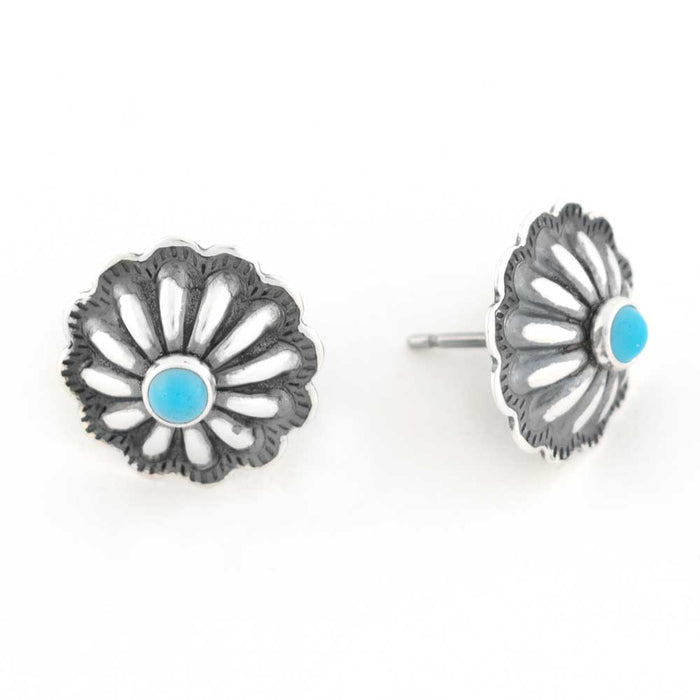Small Concho Earring with Turquoise Stone WOMEN - Accessories - Jewelry - Earrings Sunwest Silver