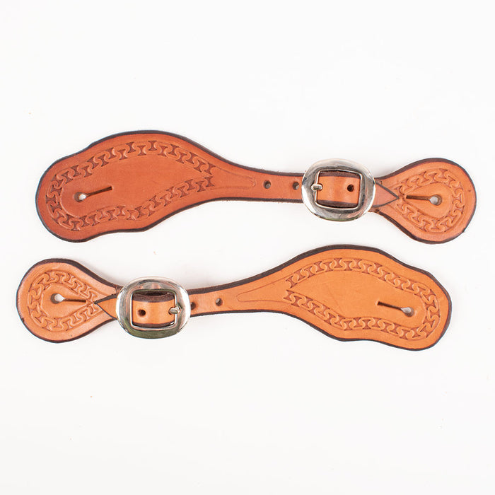 Teskey's Woman's Running W Border Spur Straps Tack - Spur Straps Teskey's Light Oil