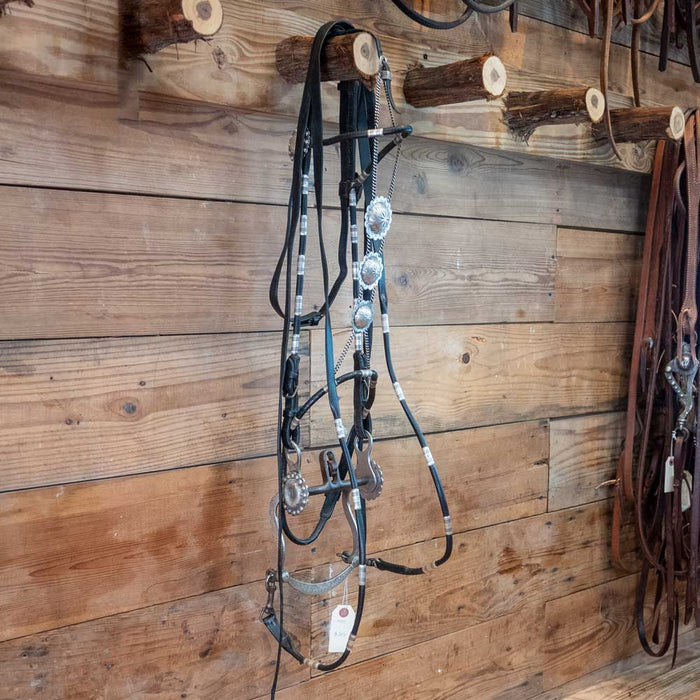 Vintage "Parade Style" Horse Bridle and Bit Accented in Silver Tack - Rigs MISC