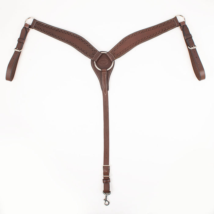 Teskey's 2-1/2" Slick Out Breast Collar with Running W Border Tack - Breast Collars Teskey's Heavy Oil