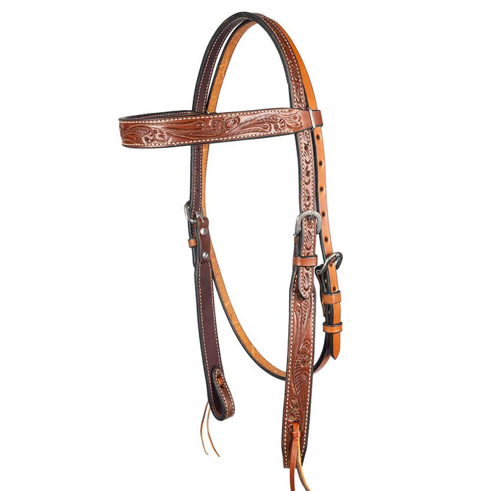 Teskey's Argentinian Floral Browband Headstall Tack - Headstalls Teskey's Chestnut
