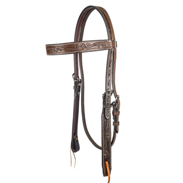 Teskey's Argentinian Floral Browband Headstall Tack - Headstalls Teskey's Dark Brown