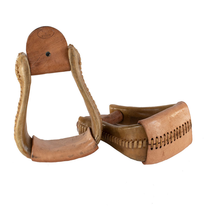 Teskey's Rawhide Covered Wooden Bell Stirrups Tack - Saddle Accessories Teskey's 3"