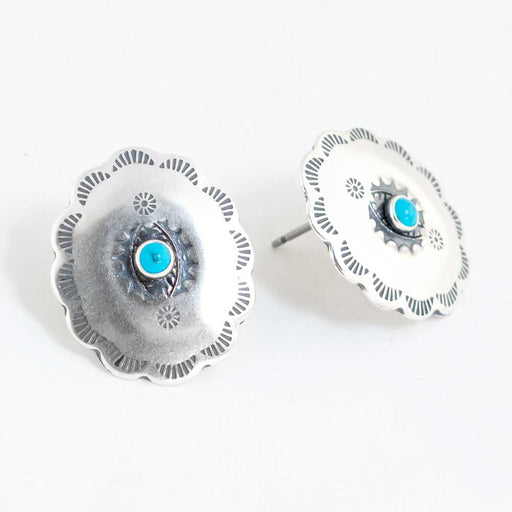 Oval Concho Earring w/ Turquoise Stone WOMEN - Accessories - Jewelry - Earrings Sunwest Silver