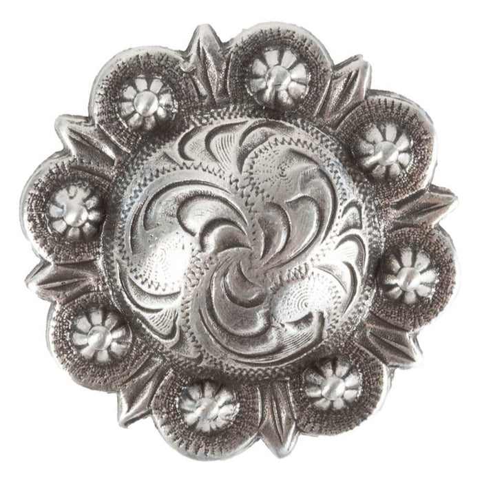 Antique Silver Floral Engraved Berry Concho Tack - Conchos & Hardware MISC
