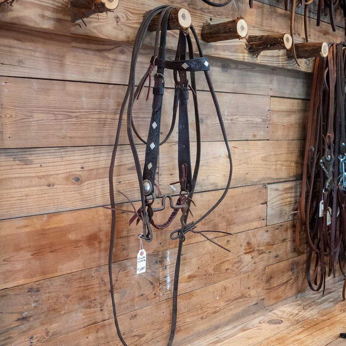 Beurman Vintage Ported Bit with Visalia Sterling Silver Concho Bridle Rig Tack - Rigs MISC