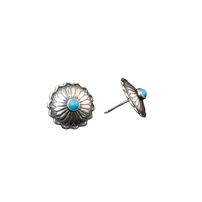 Tallulah Sterling Silver & Turquoise Stamped Circle Earrings WOMEN - Accessories - Jewelry - Earrings Sunwest Silver