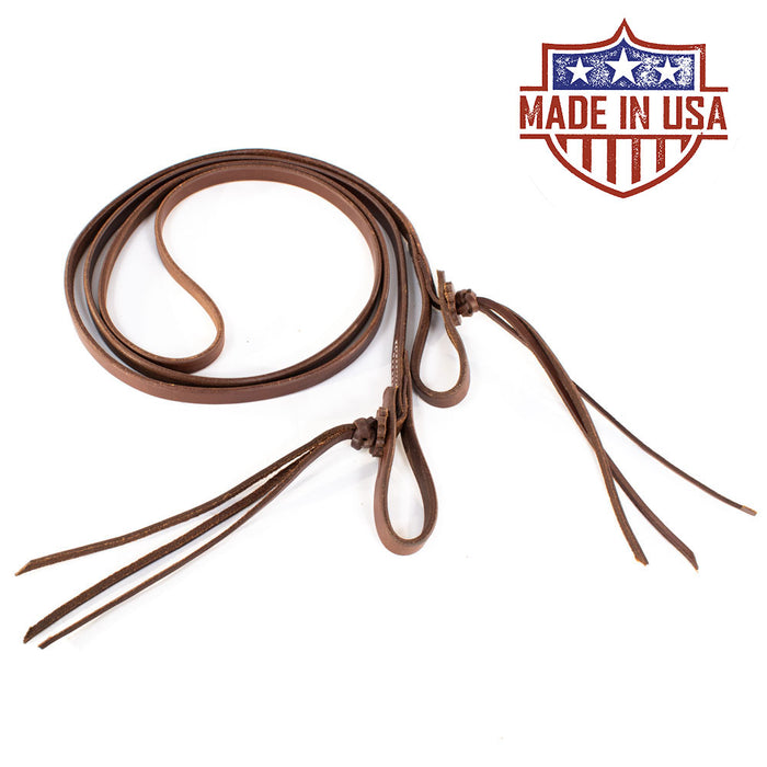 Patrick Smith Roping Rein With Pineapple Knot Tie Ends Tack - Reins Patrick Smith 5/8" Dark oil